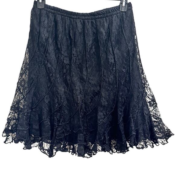 Mix Nouveau Vintage 90s Black Lace Whimsigoth Witchy Fairy Grunge Earthy Skirt - Picture 1 of 10